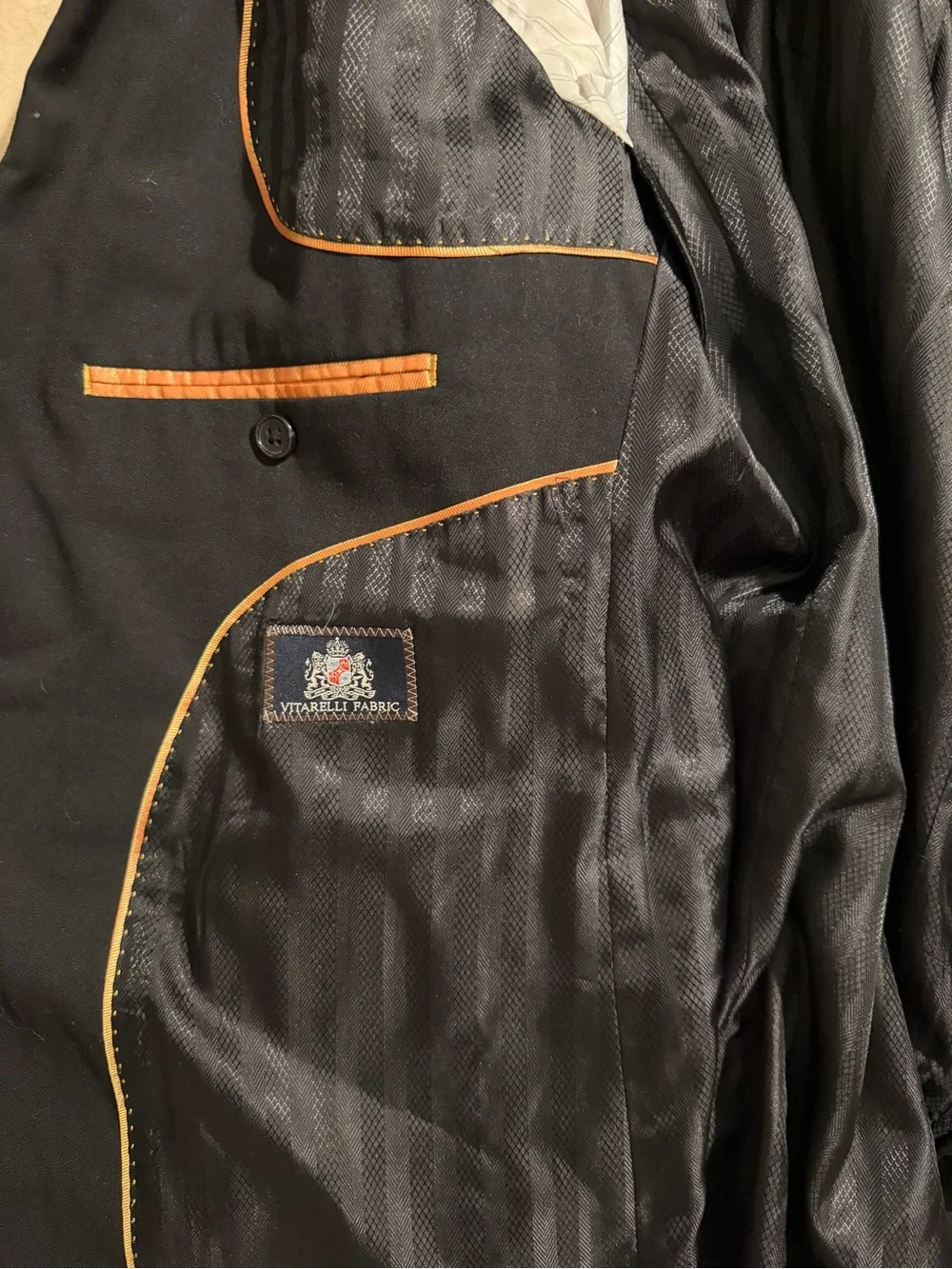 Vitarelli Vintage Men’s Suit Jacket Black - Size 44S/38W - Slim